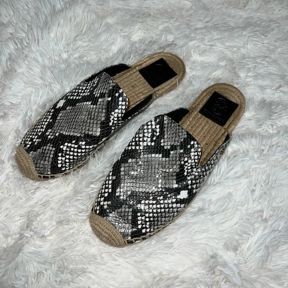 Tory Burch Max Espadrille Snakeskin Mules Size 8 - Picture 1 of 5